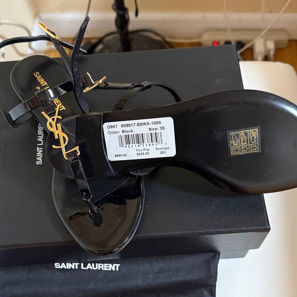 Saint Laurent Cassandra Flat Sandals